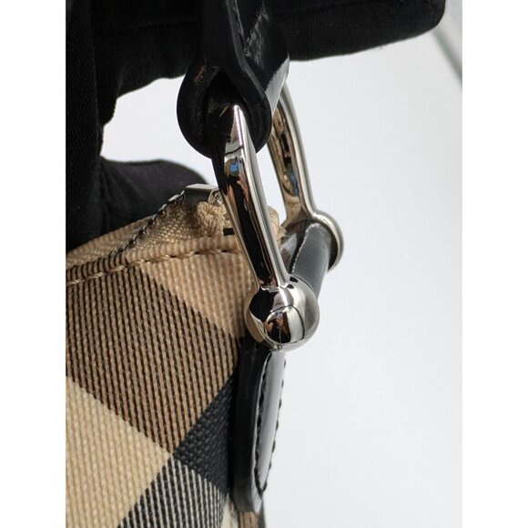 Pre-owned Burberry Nova Check Coated Canvas Leather Baguette Shoulder Bag Beige - Picture 9 of 14